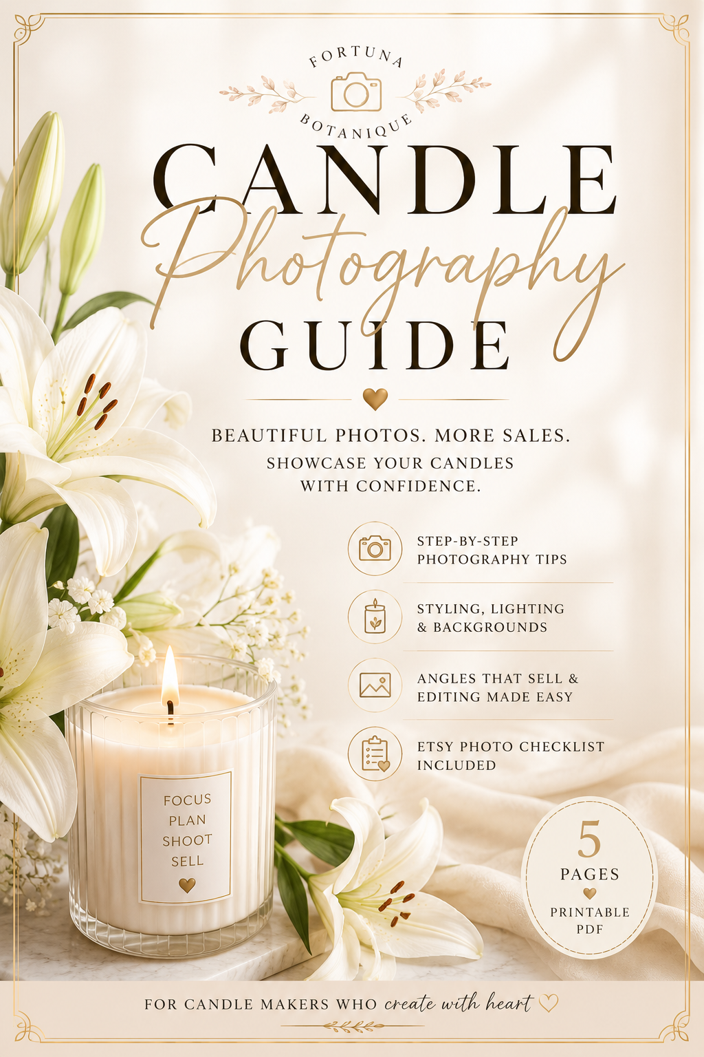 Luxury Candle Product Photography Guide | Styling, Lighting & Branding Tips | Instant PDF Download