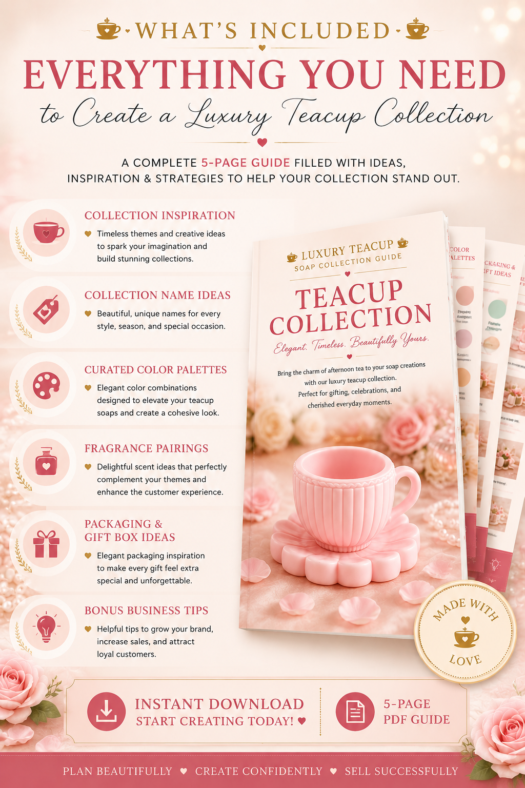 Luxury Teacup Soap Collection Guide | Elegant Collection Ideas & Business Planner for Handmade Soap Makers | Digital PDF