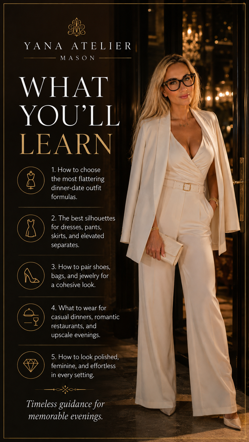 Dinner Date Outfit Formula Guide | Elegant Date Night Outfits, Feminine Dinner Style, Chic Evening Looks, Luxury Women’s Digital Fashion PDF Guide