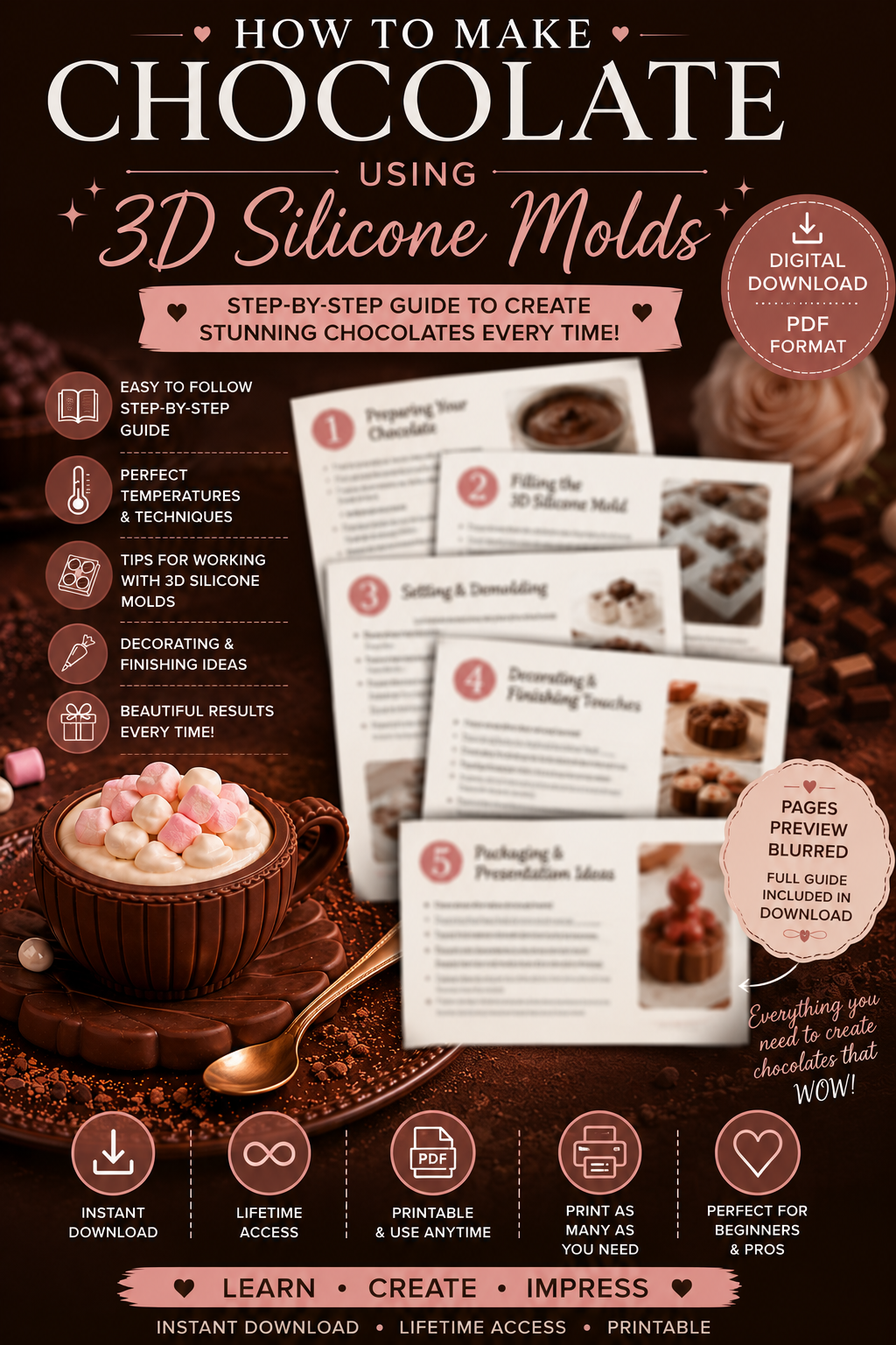 3D Silicone Chocolate Molds Guide | Complete Beginner’s Guide to Choosing, Using & Caring for Silicone Molds (Instant PDF Download)
