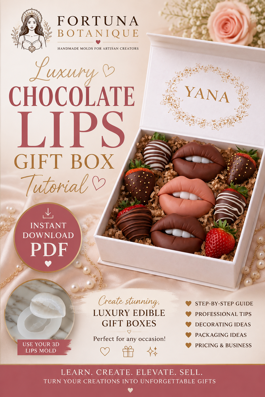 Luxury Chocolate Lips Gift Box Tutorial | Instant PDF Download