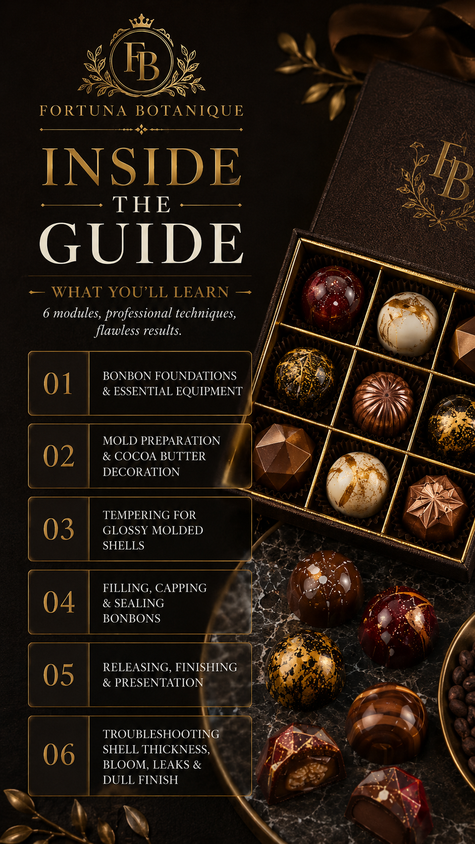 Luxury Molded Chocolate Bonbons Guide | Glossy Shells, Fillings, Molds & Professional Bonbon Techniques PDF