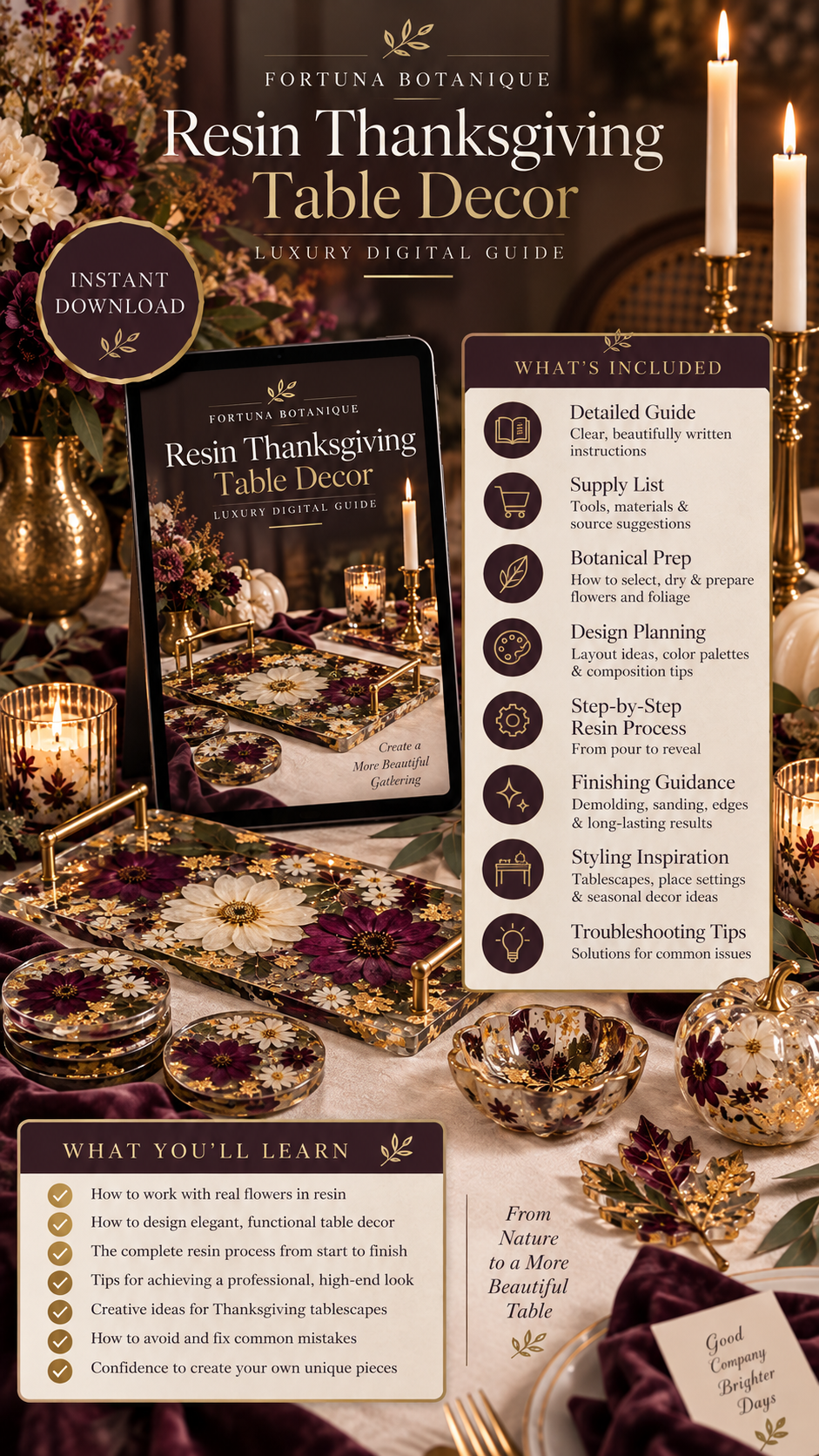 Resin Thanksgiving Table Decor Tutorial | Botanical Epoxy Resin Guide