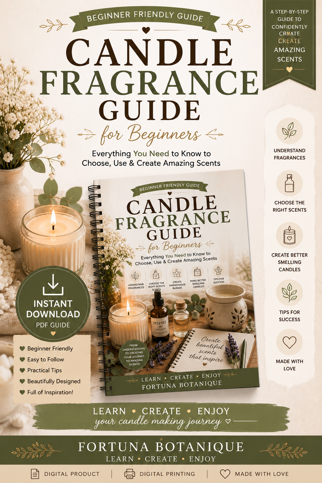 Luxury Candle Fragrance Guide for Beginners | Choose the Best Candle Scents, Fragrance Oils & Scent Load | Instant PDF Download