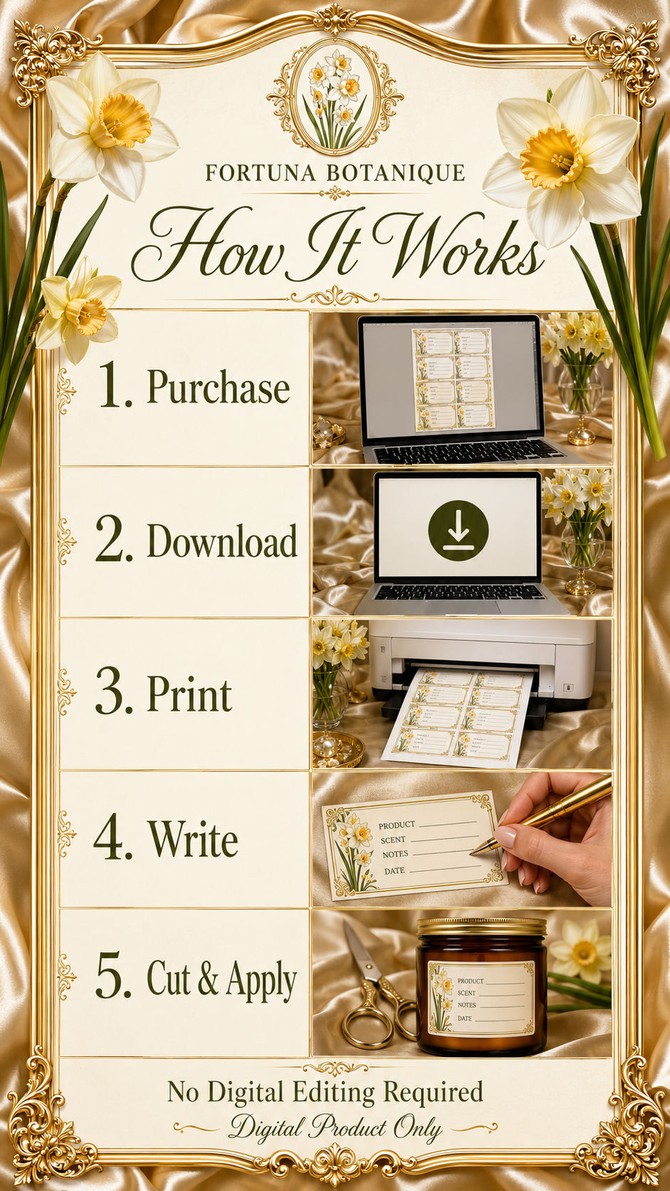 Narcissus Printable Fill-In Labels | 50 Small Business Product & Packaging Labels