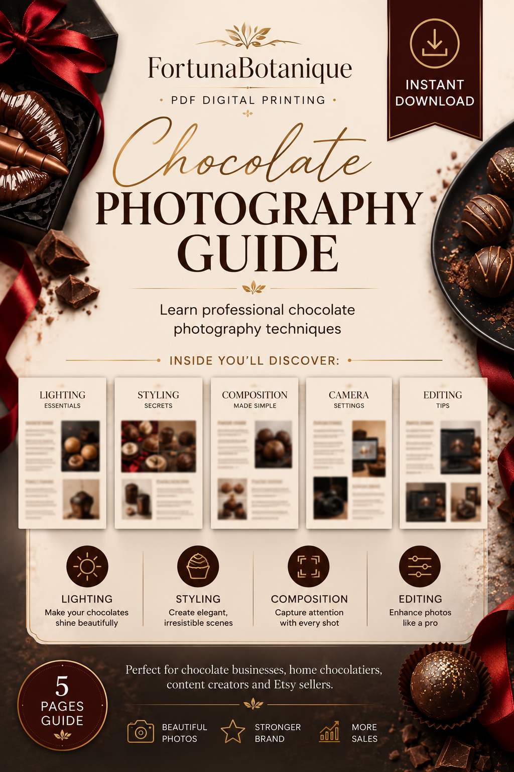 Luxury Chocolate Photography Guide | Master Product Styling, Lighting & Content Creation for Chocolate Brands (Instant PDF Download)