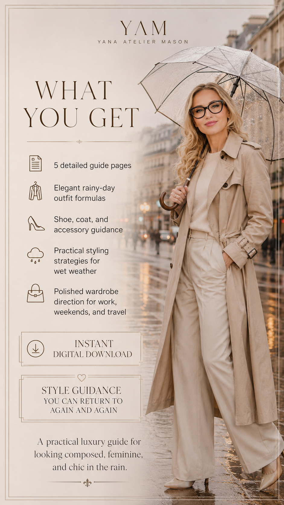 Elegant Rainy-Day Dressing Style Guide | Chic Rainwear, Layering & Polished Outfit Formulas | Digital Fashion Guide