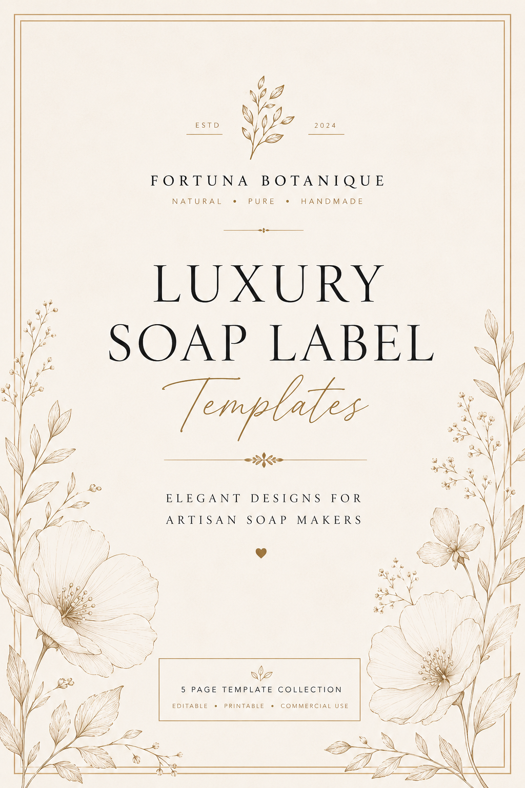 Luxury Soap Label Templates | Editable Printable Branding Labels for Handmade Soap Packaging