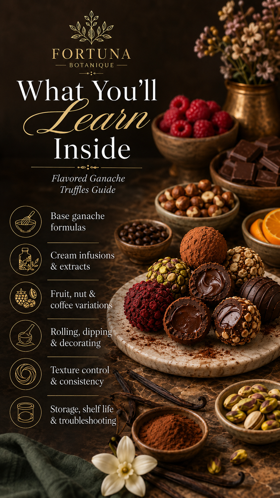Flavored Ganache Truffles Guide | Chocolate Truffle Fillings, Flavor Pairing, Texture & Artisan Techniques PDF