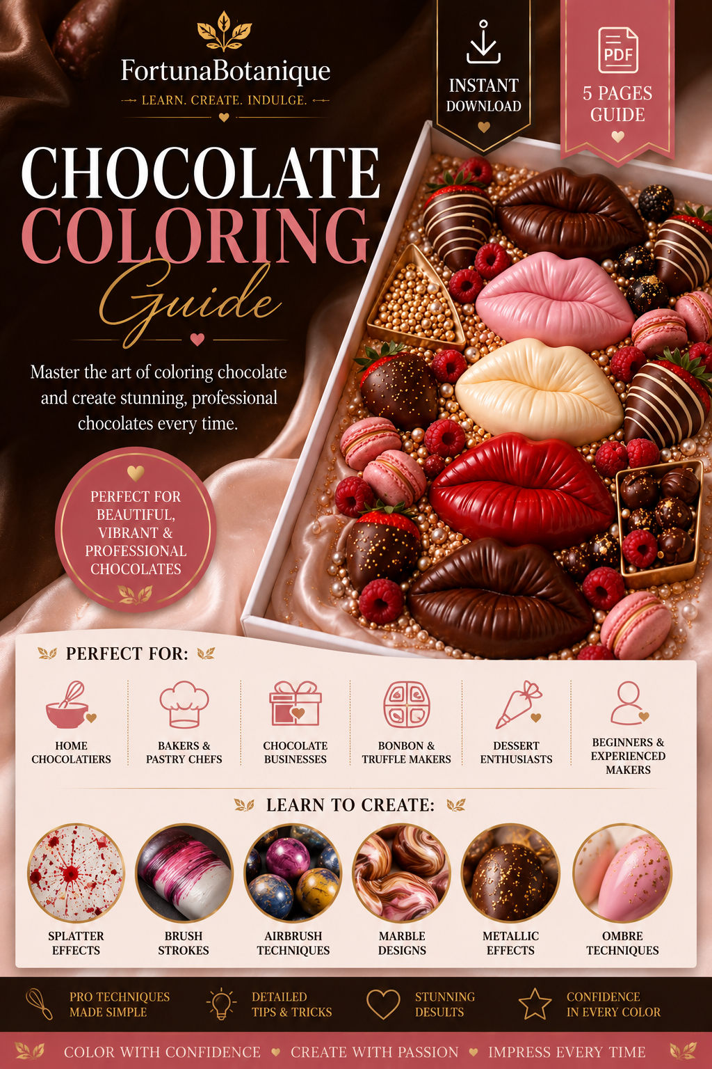 Luxury Chocolate Coloring Guide | Professional Cocoa Butter Coloring & Decorative Chocolate Techniques (Instant PDF Download)