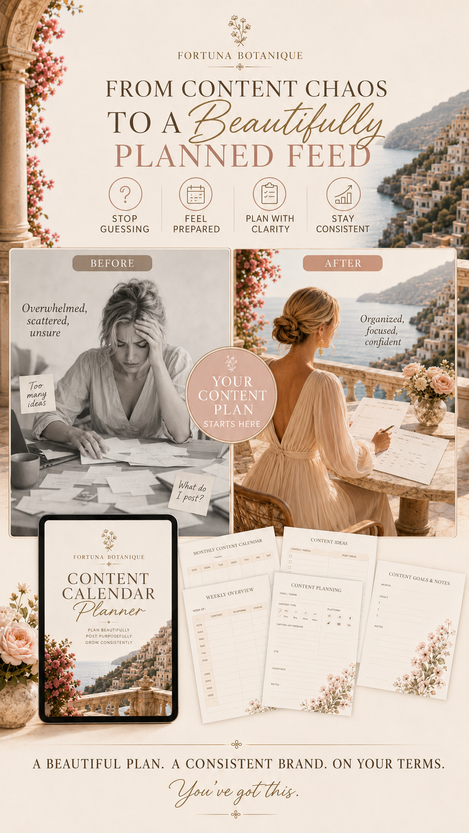 Monthly Content Calendar Printable Planner | 5-Page PDF
