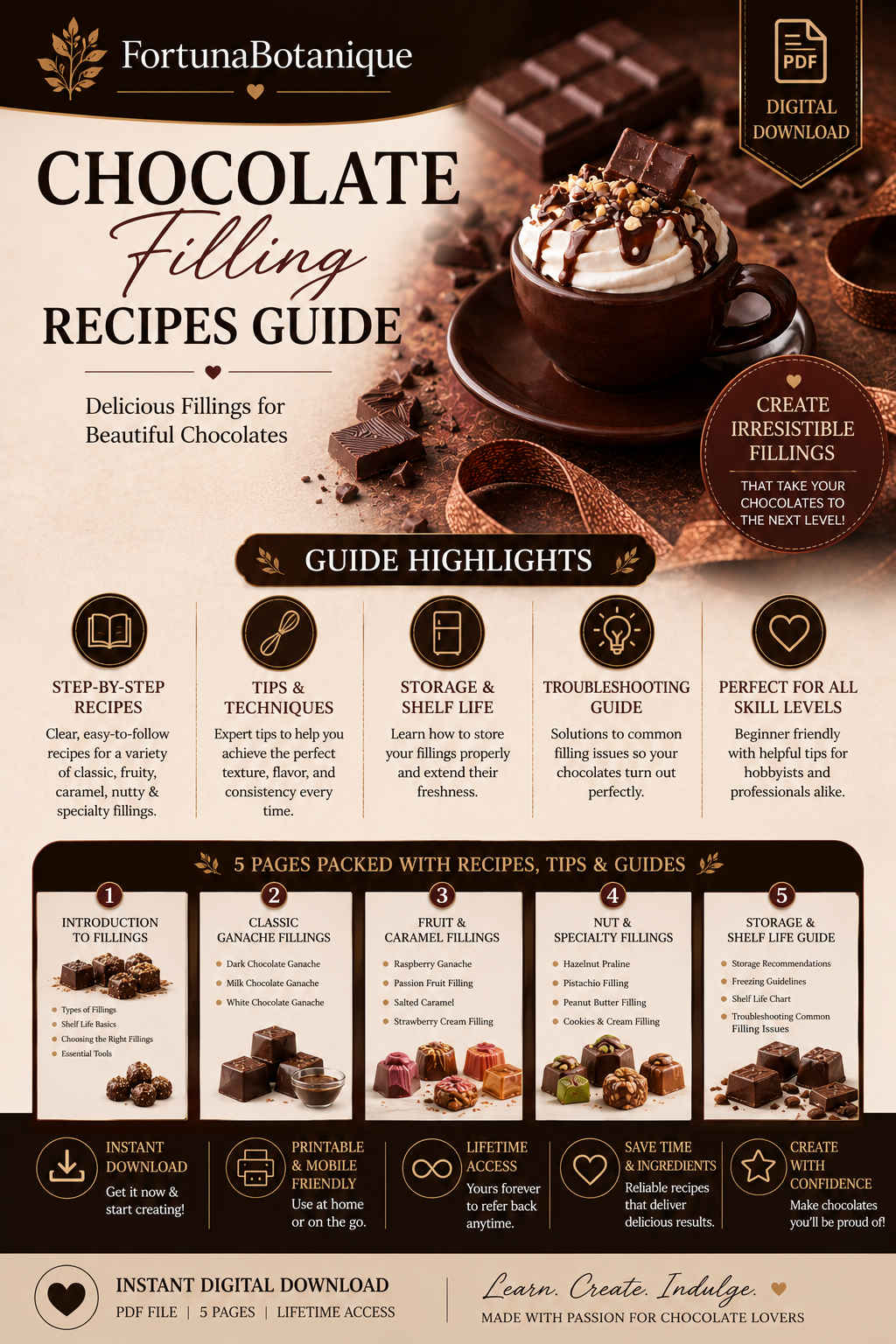 Luxury Chocolate Filling Recipes Guide | Premium Ganache, Caramel & Chocolate Filling Masterclass (Instant PDF Download)