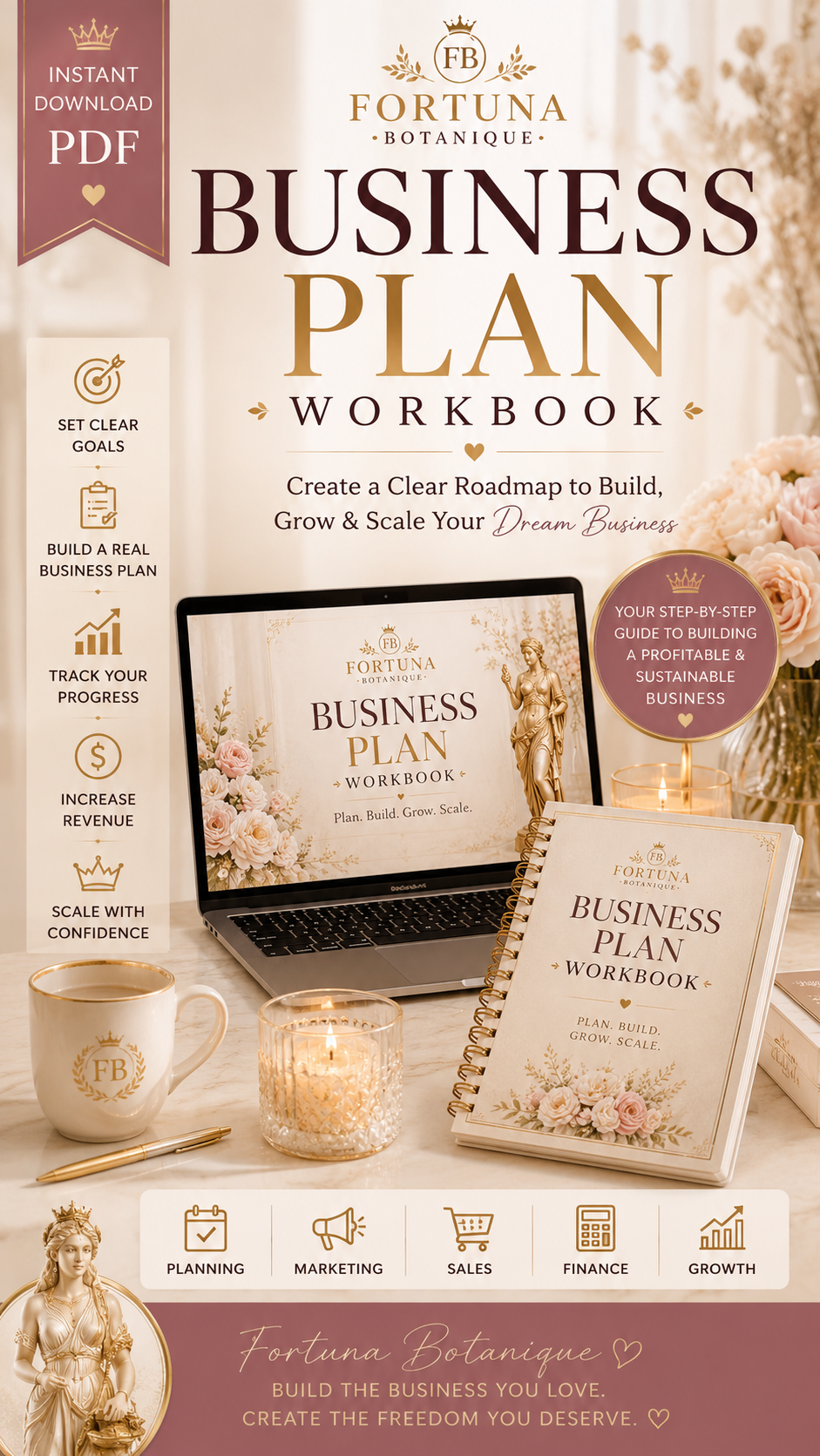 Business Plan Workbook | Small Business Planner for Entrepreneurs | Etsy Seller Business Strategy Guide | Instant PDF Download