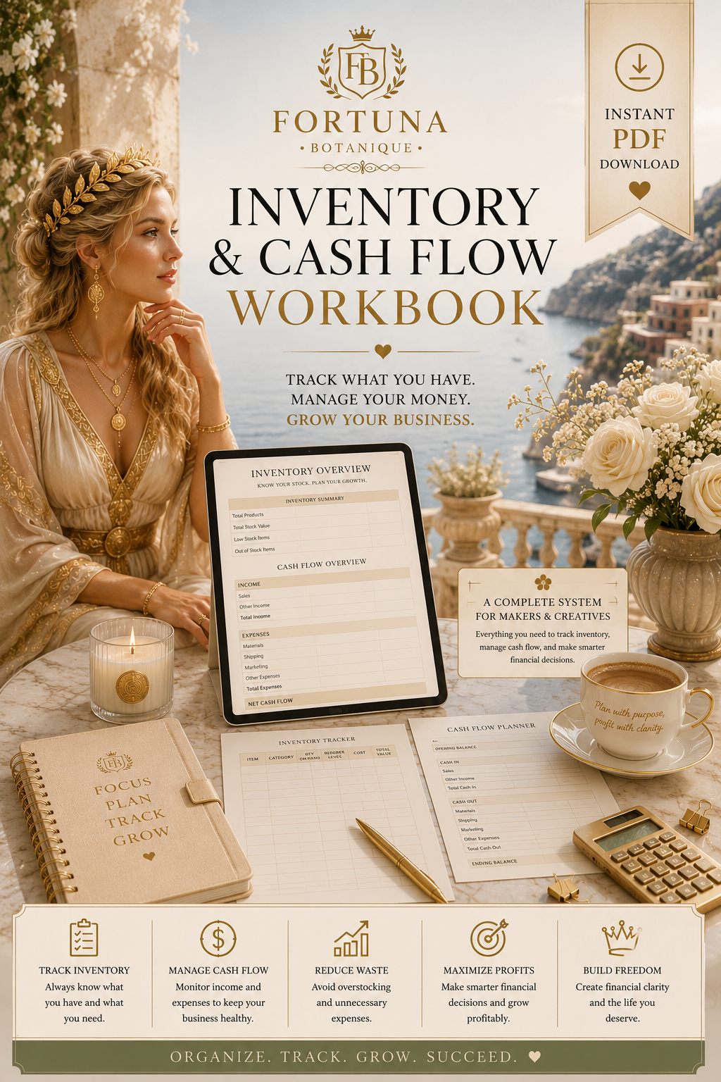 Inventory & Cash Flow Workbook for Small Business | Financial Planning Spreadsheet | Budget Tracker | Profit Planning PDF | Instant Download