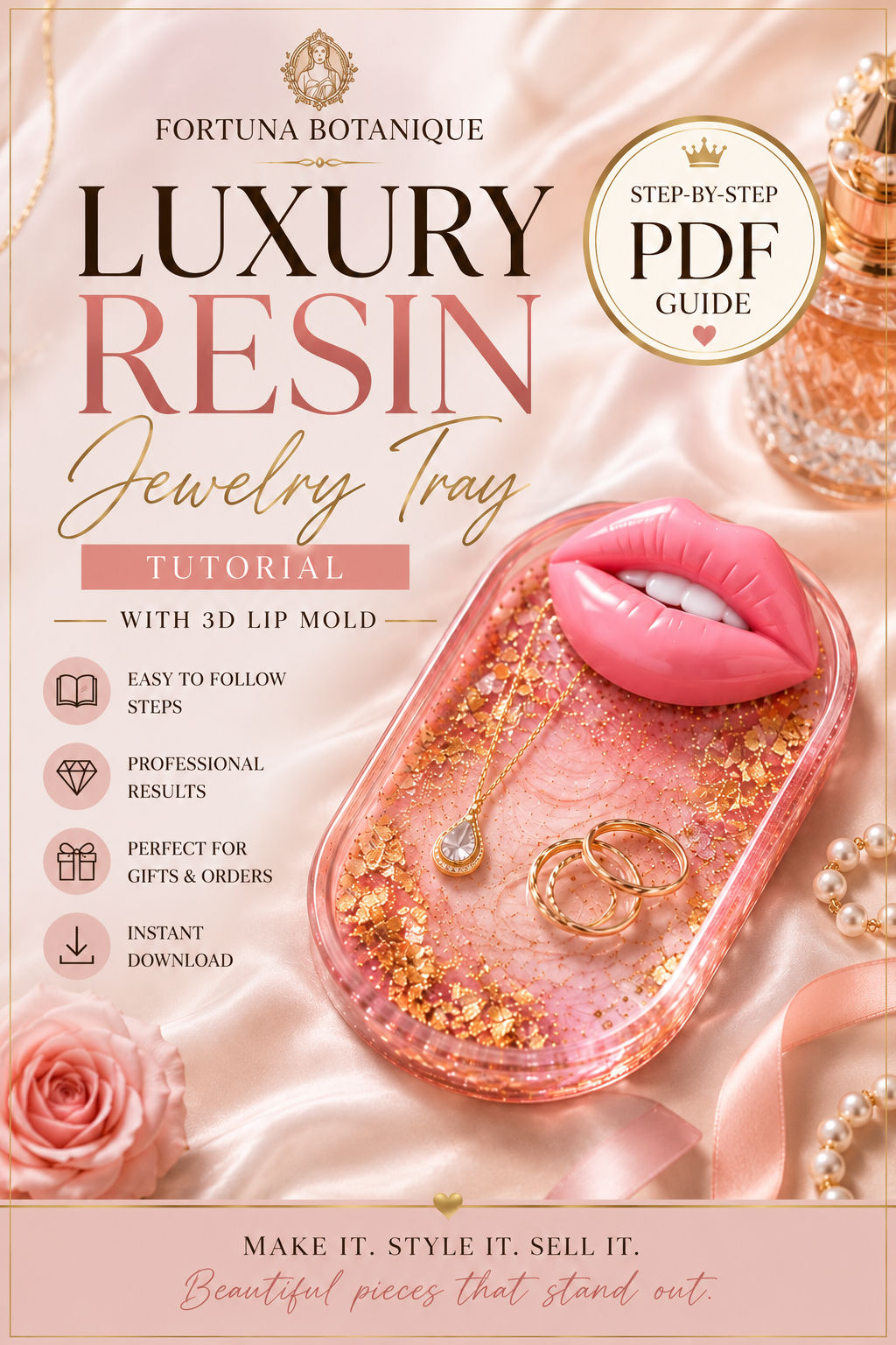 Luxury Resin Jewelry Tray Tutorial PDF | 3D Lip Mold Resin Guide | DIY Epoxy Resin Trinket Tray | Instant Digital Download