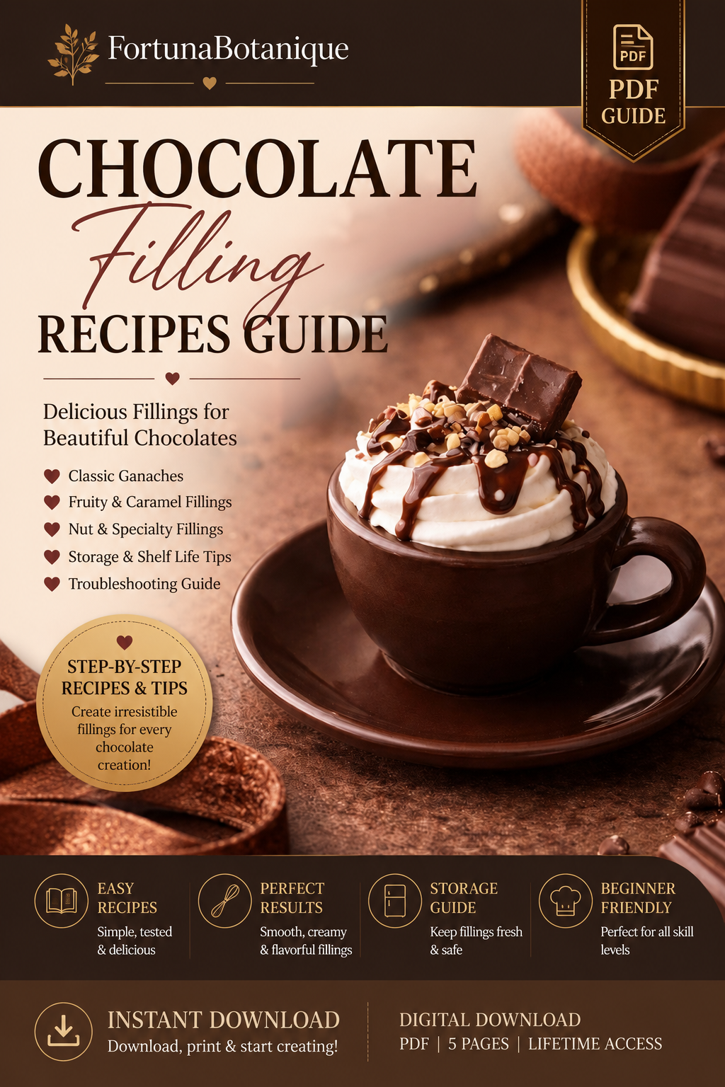 Luxury Chocolate Filling Recipes Guide | Premium Ganache, Caramel & Chocolate Filling Masterclass (Instant PDF Download)