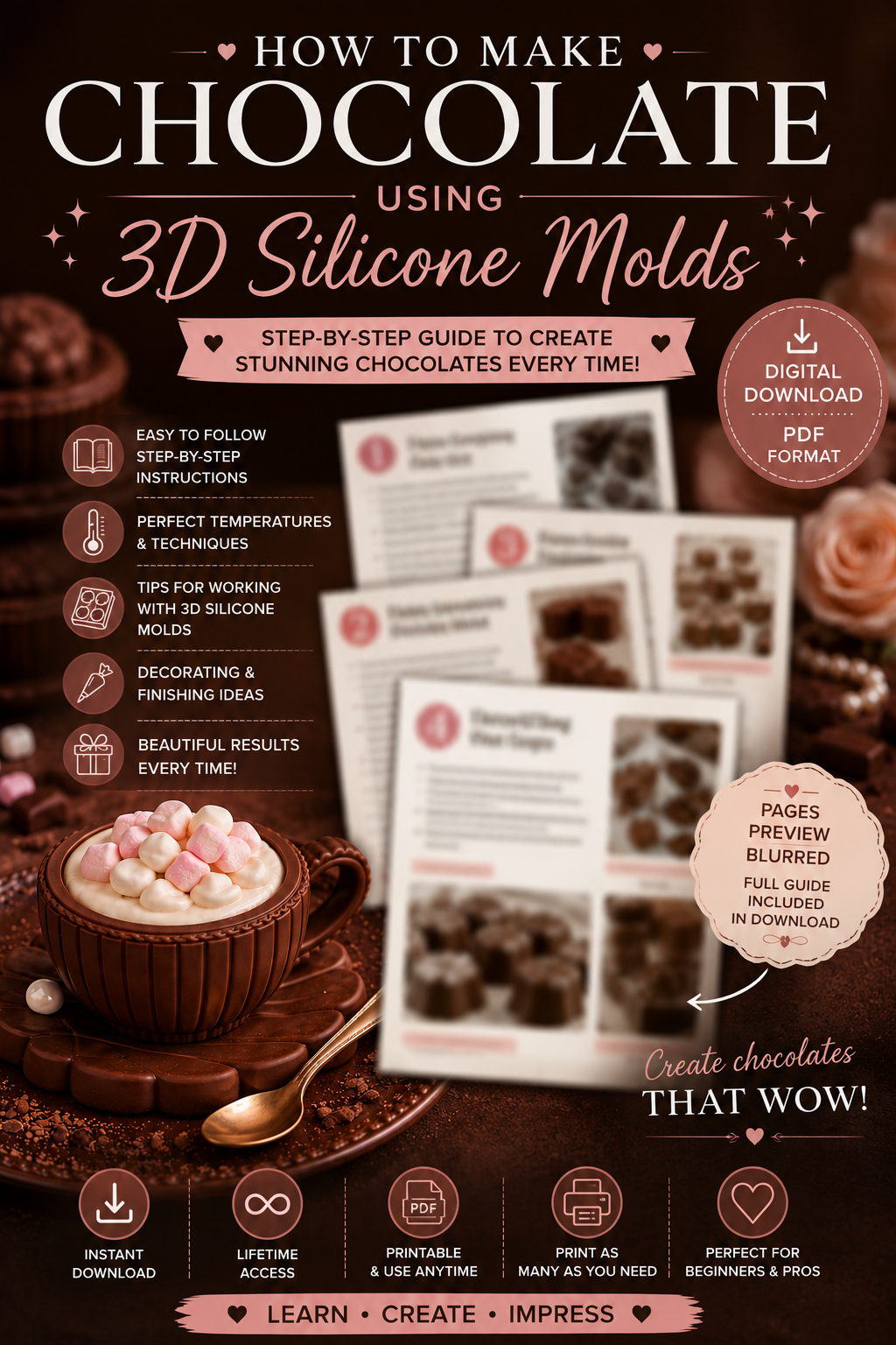 3D Silicone Chocolate Molds Guide | Complete Beginner’s Guide to Choosing, Using & Caring for Silicone Molds (Instant PDF Download)