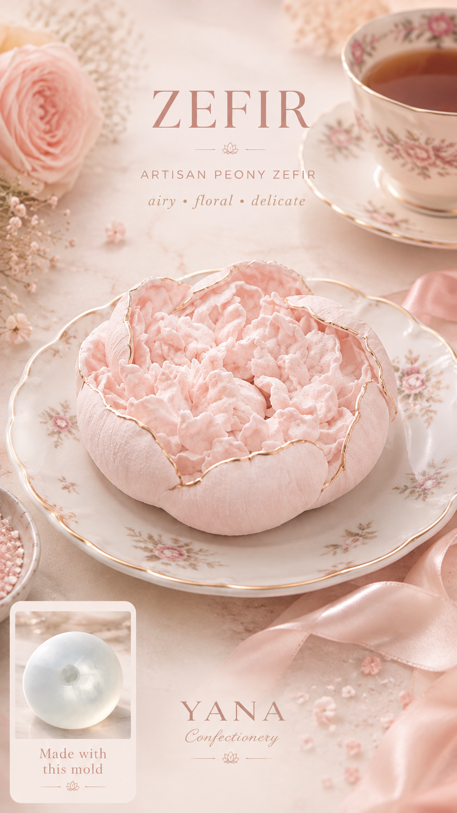Peony Flower Silicone Mold for Soap, Candles, Resin, Chocolate & Zefir