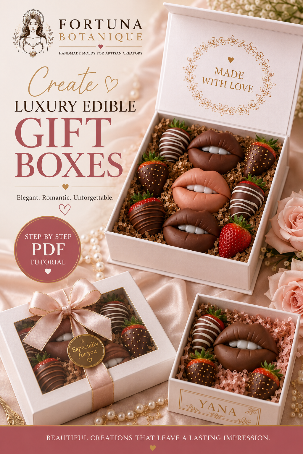 Luxury Chocolate Lips Gift Box Tutorial | Instant PDF Download