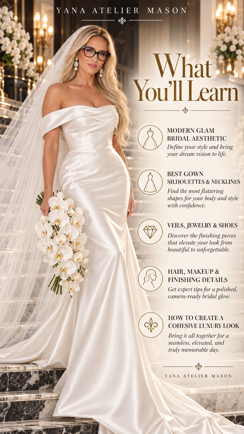 Modern Glam Bride Style Guide | Luxury Wedding Dress & Bridal Styling Guide