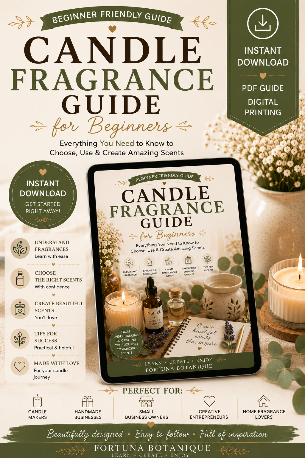 Luxury Candle Fragrance Guide for Beginners | Choose the Best Candle Scents, Fragrance Oils & Scent Load | Instant PDF Download
