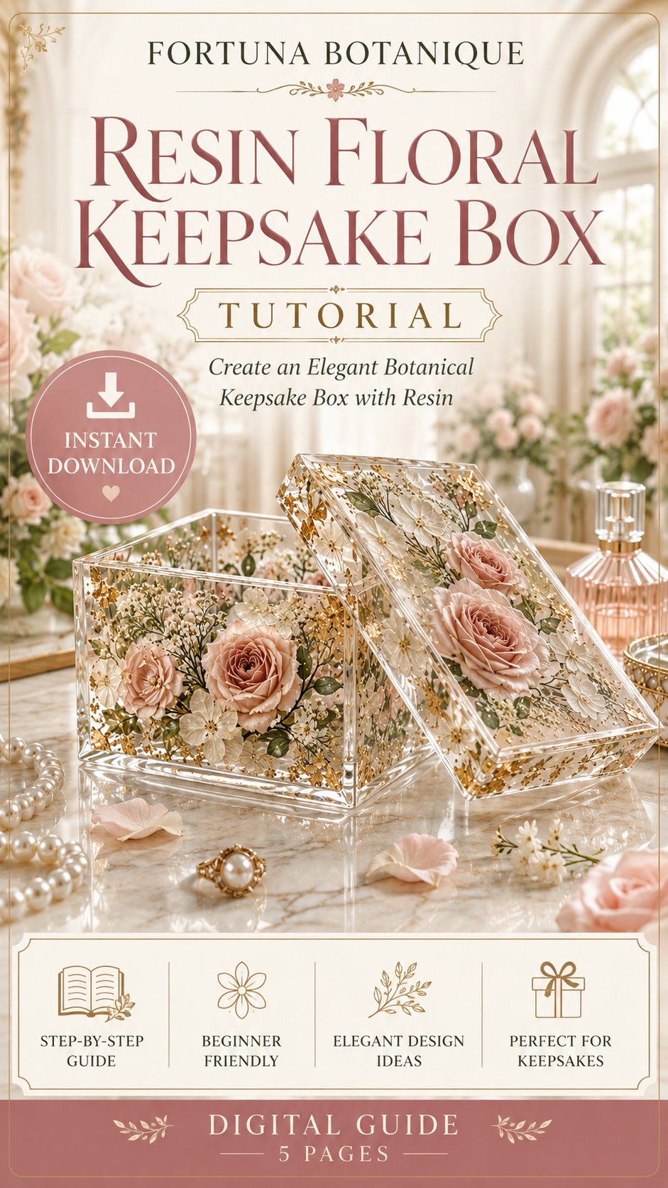 Resin Floral Keepsake Box Tutorial Guide | Botanical Epoxy Resin Craft Digital Download for Beginners
