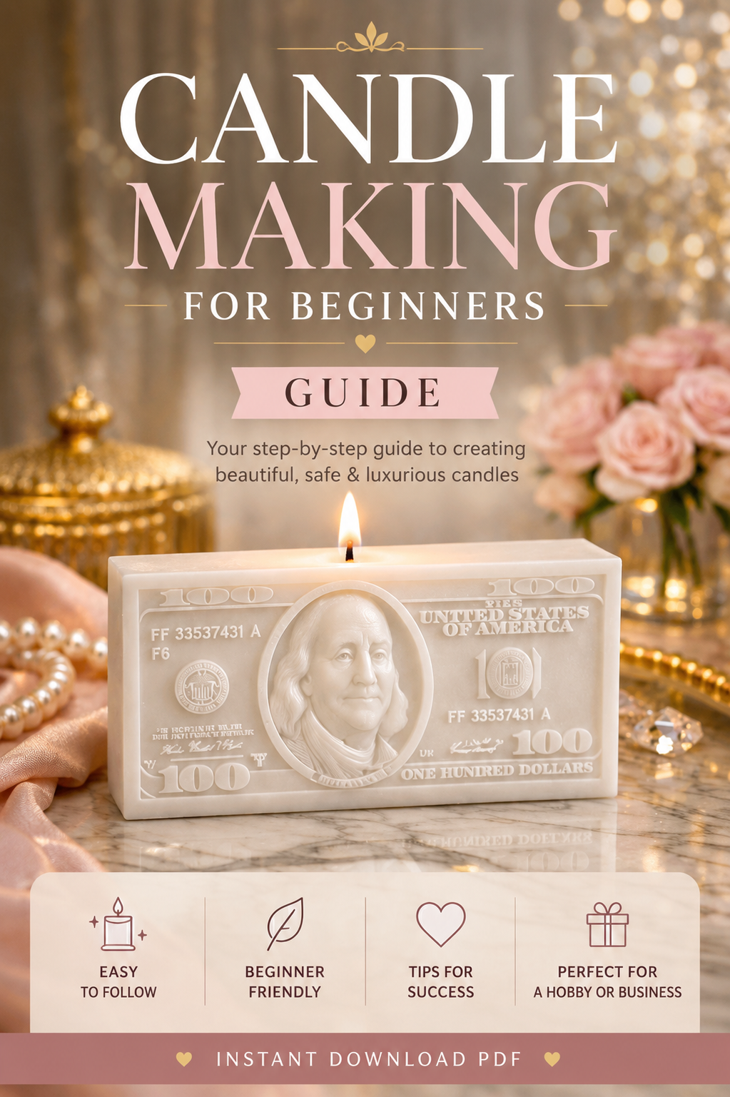 Money Candle Making for Beginners Guide | Luxury Candle Tutorial | Instant PDF Download