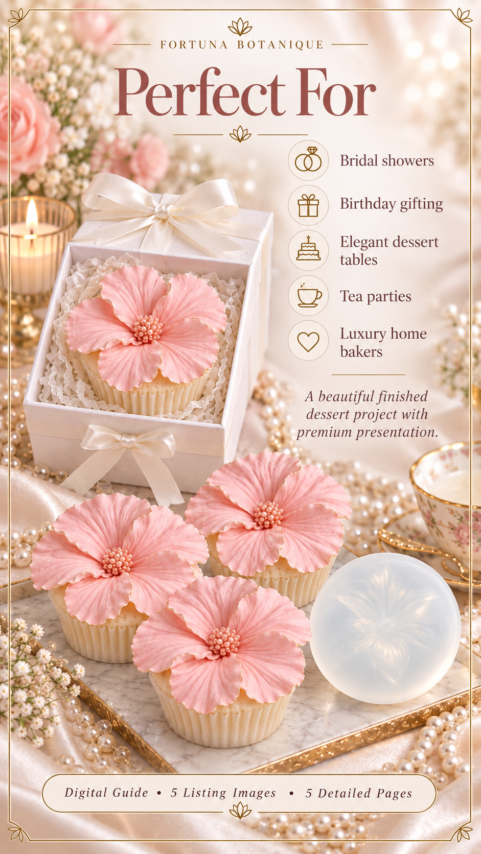 Zefir Hibiscus Cupcake Guide | Vanilla Cupcakes + Molded Zefir Flowers