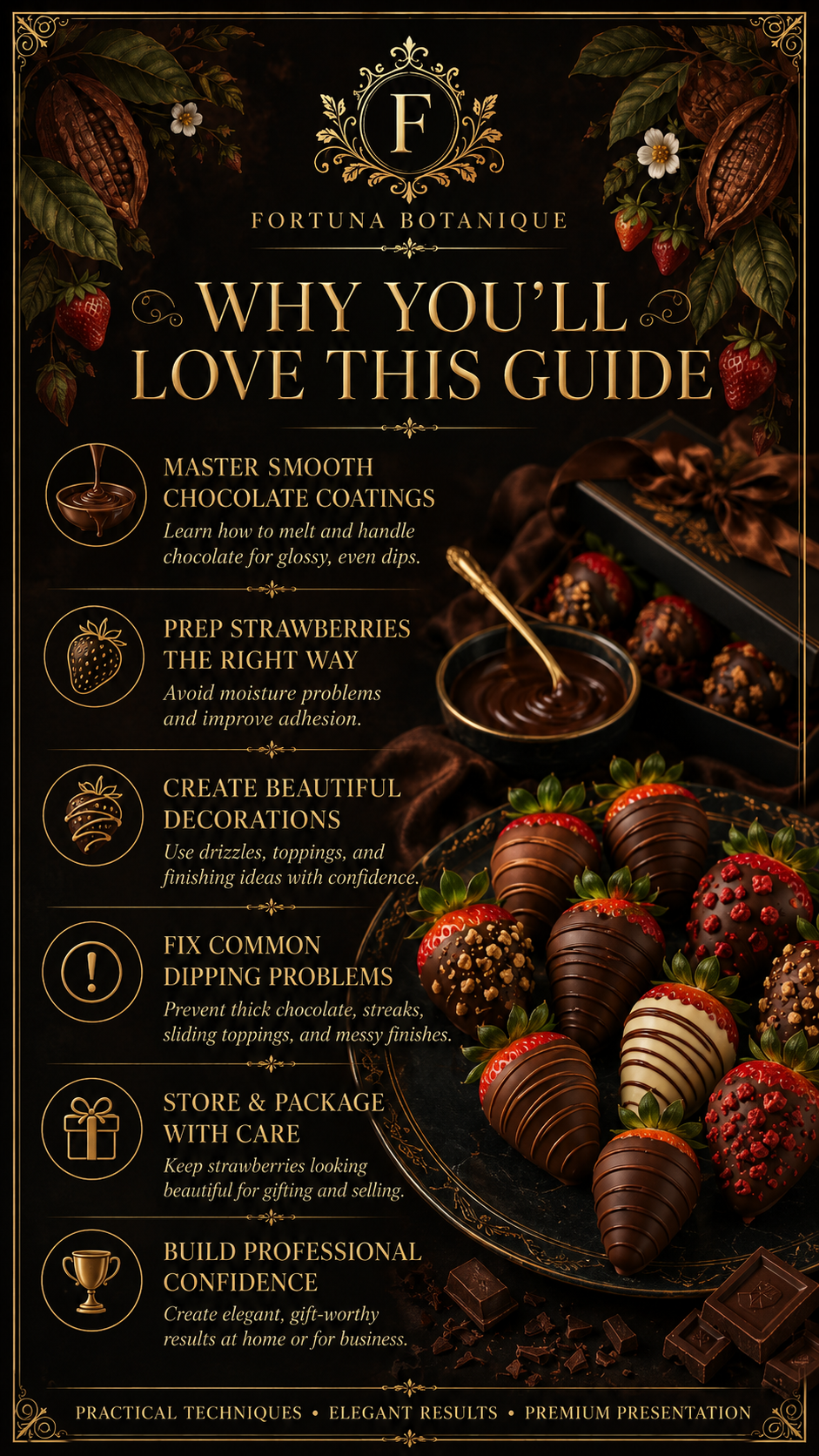Chocolate Dipped Strawberries Guide | Chocolate Covered Strawberries, Dipping, Decorating & Storage PDF