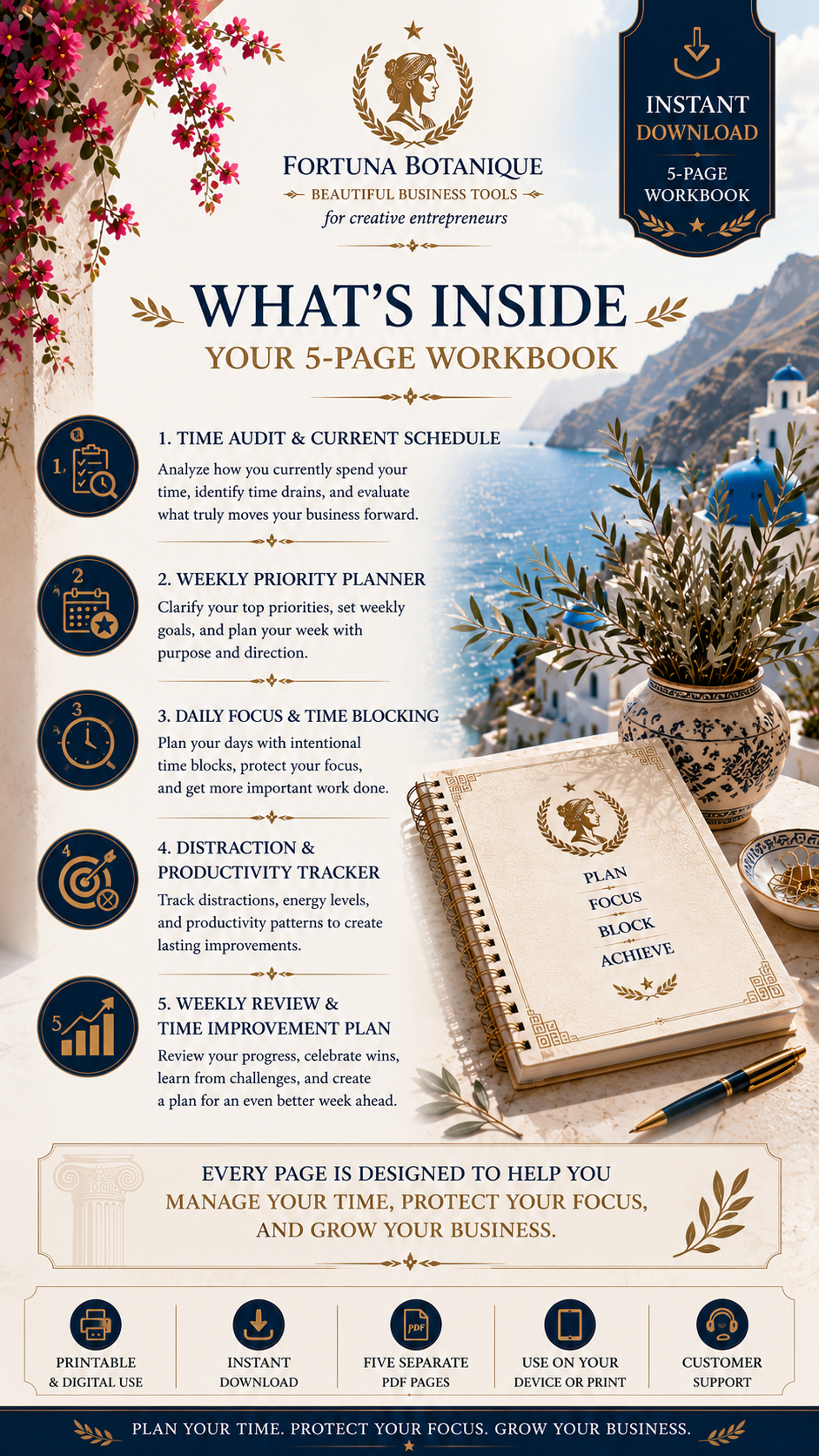 Entrepreneur Time Blocking & Productivity Workbook | Printable Business Planner