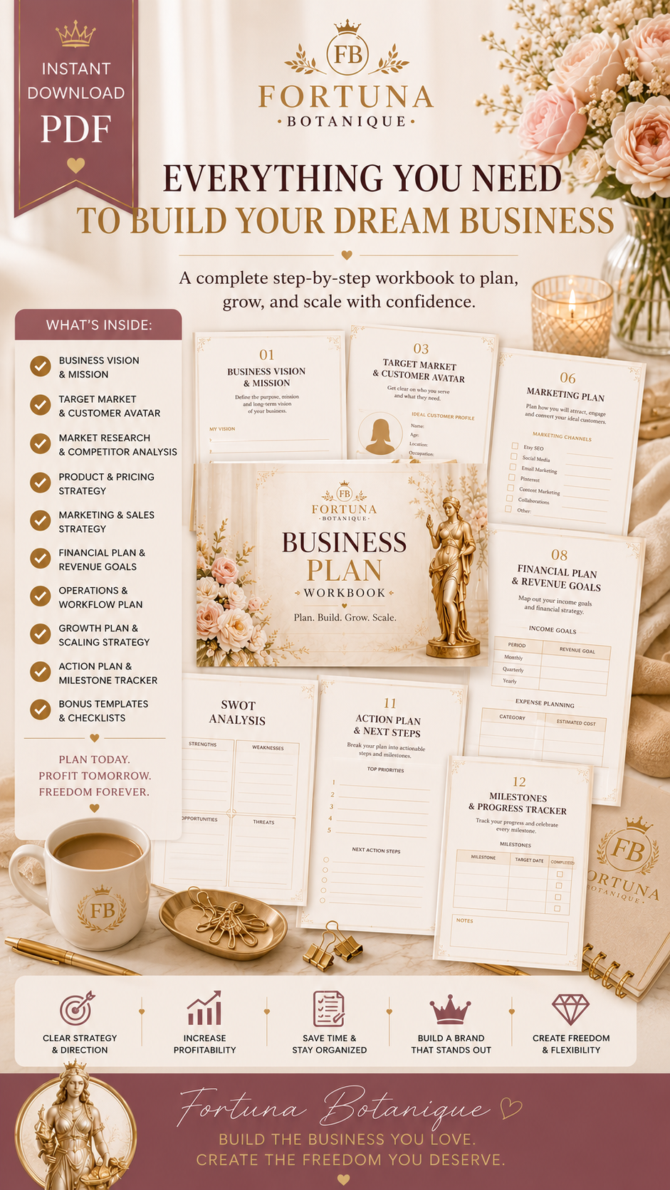 Business Plan Workbook | Small Business Planner for Entrepreneurs | Etsy Seller Business Strategy Guide | Instant PDF Download