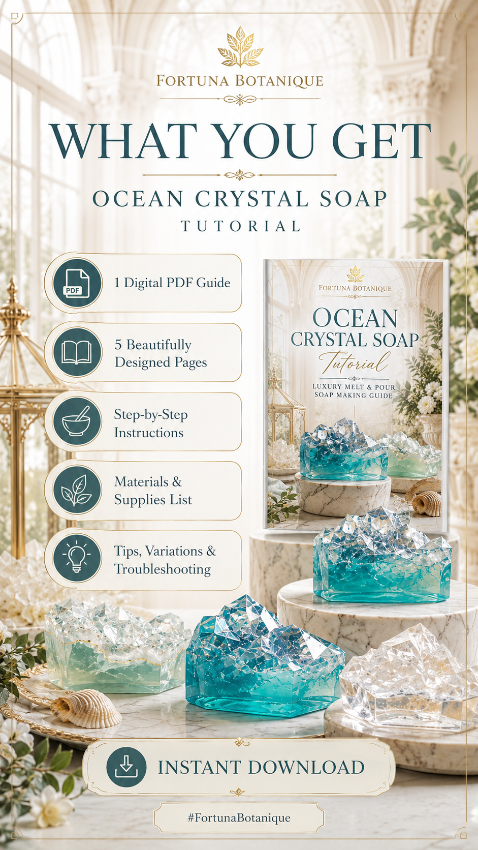 Ocean Crystal Soap Tutorial | Luxury Melt & Pour Soap Making Guide | Digital PDF Download
