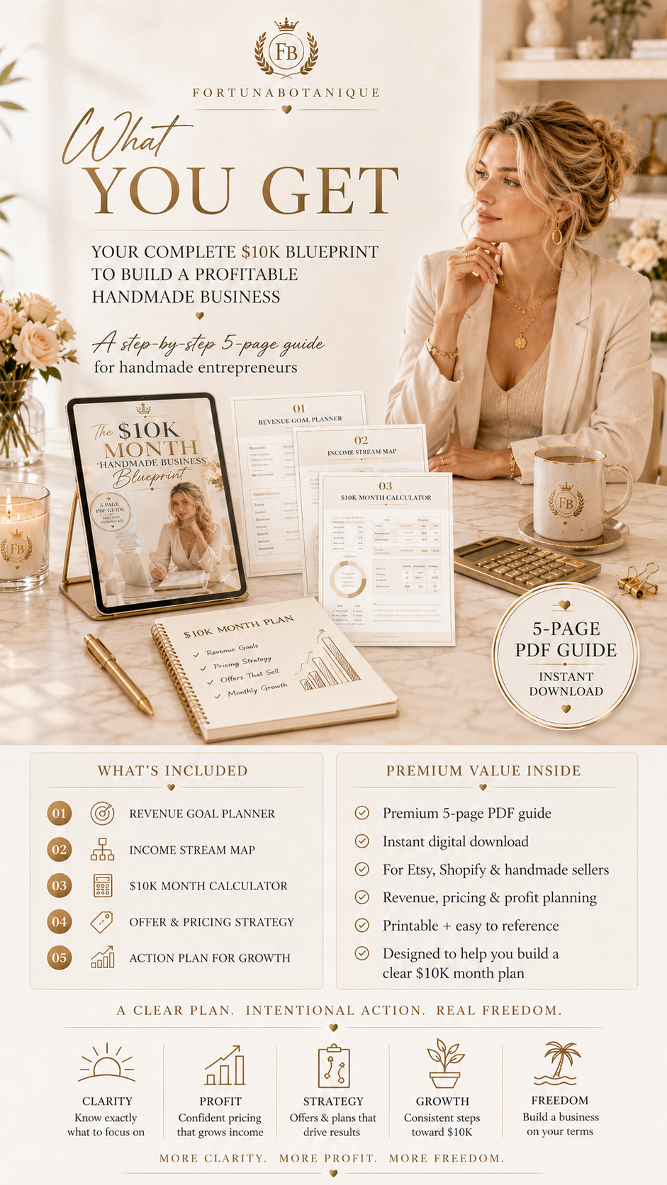 The $10K Month Handmade Business Blueprint | Revenue, Pricing & Growth Guide for Etsy and Shopify Sellers