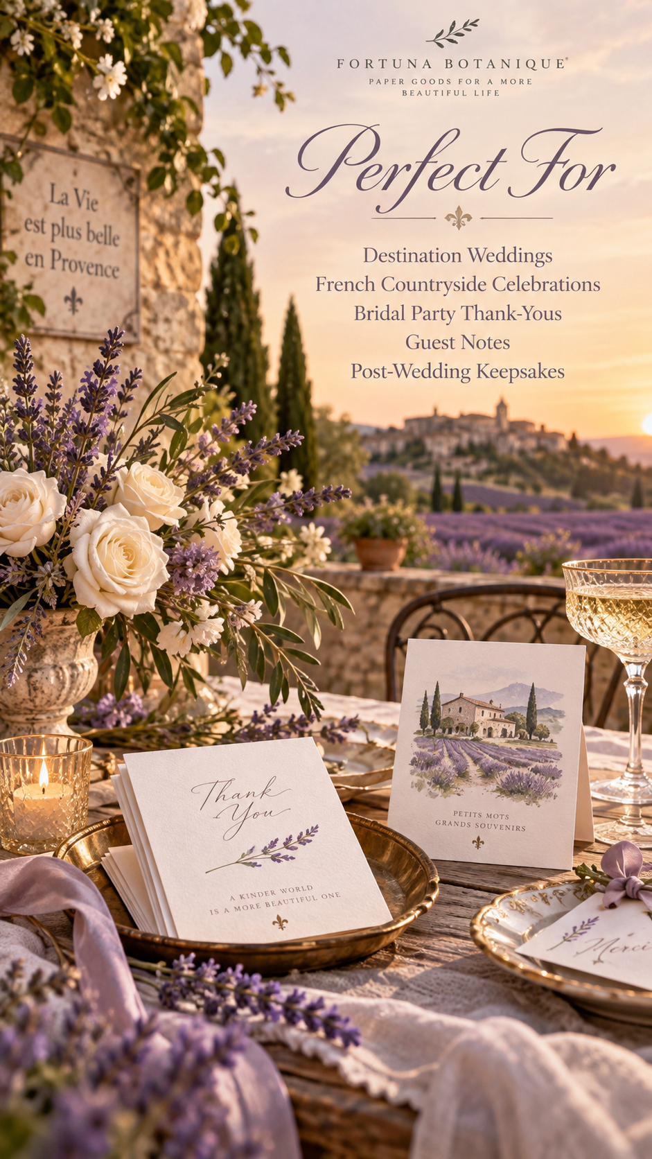 Provence Lavender Wedding Thank You Cards | 50 Printable French Wedding Cards