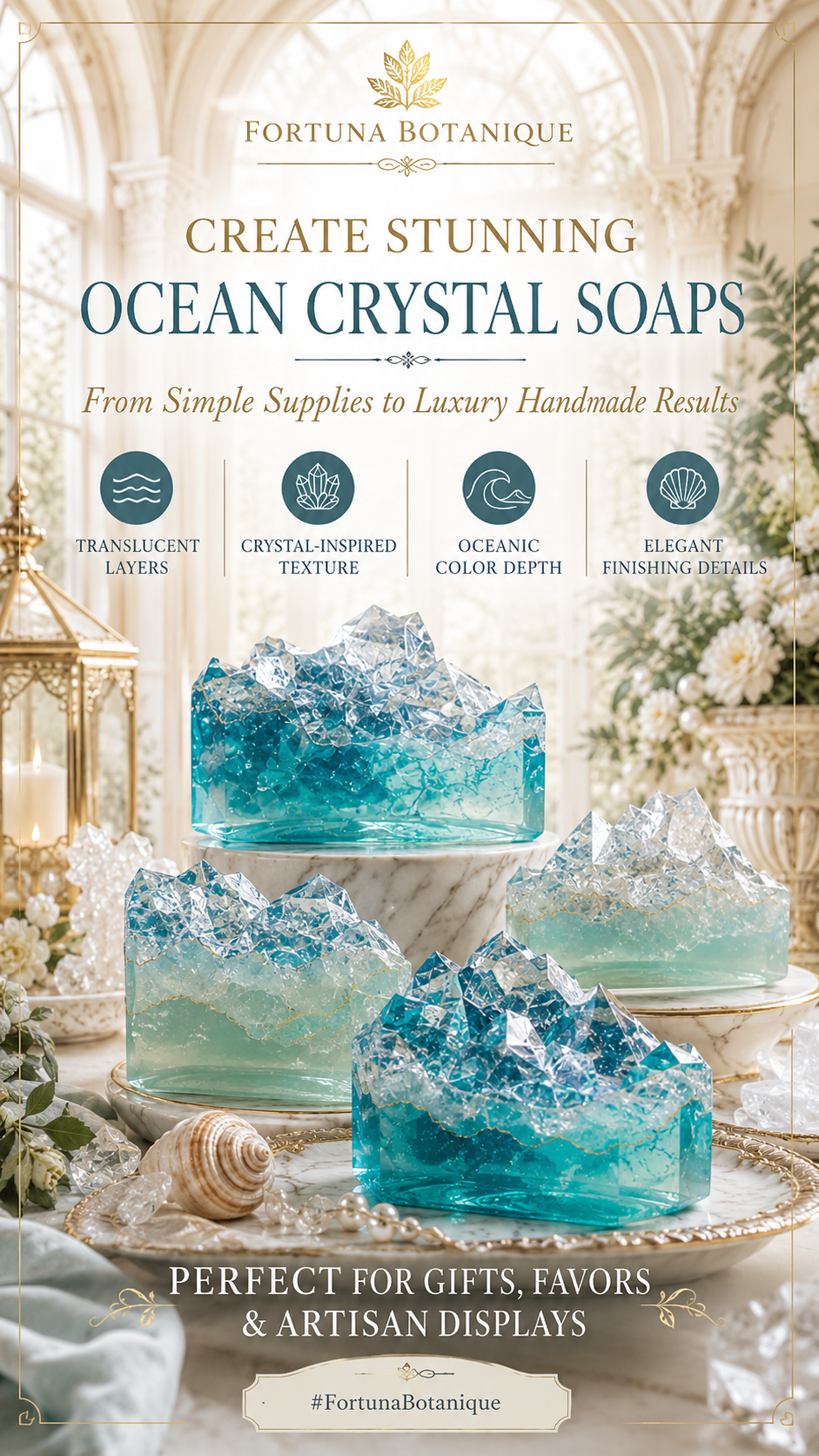 Ocean Crystal Soap Tutorial | Luxury Melt & Pour Soap Making Guide | Digital PDF Download