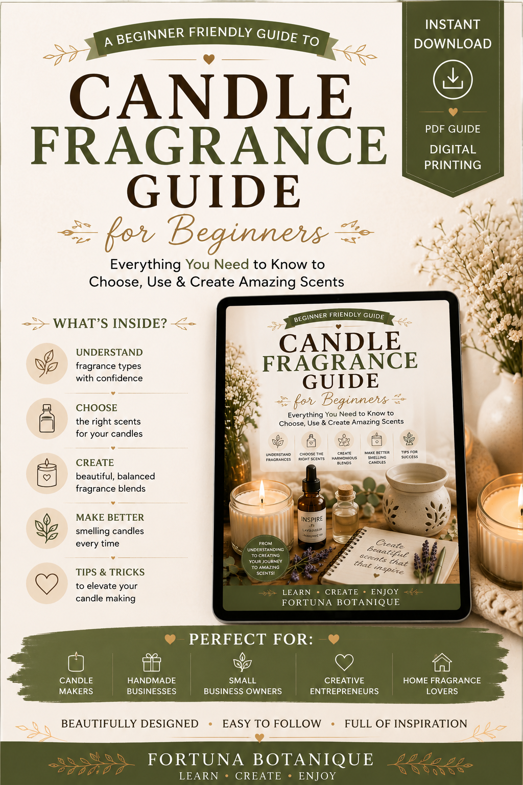 Luxury Candle Fragrance Guide for Beginners | Choose the Best Candle Scents, Fragrance Oils & Scent Load | Instant PDF Download