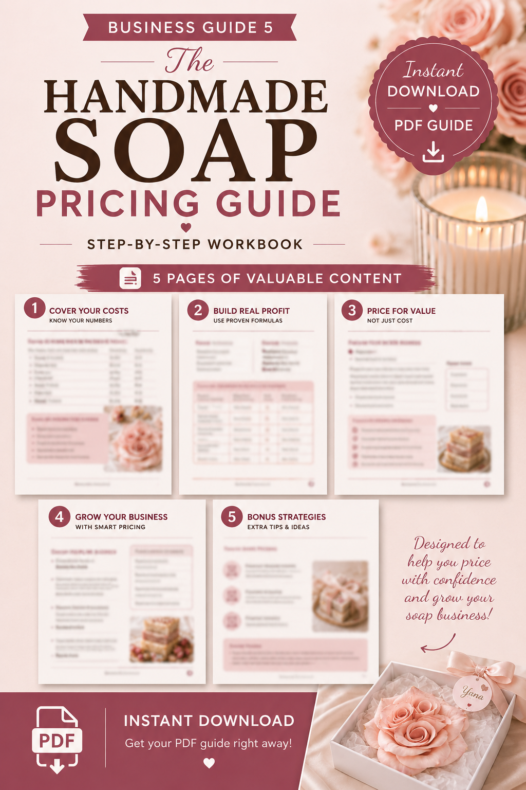 Handmade Soap Pricing Guide | Pricing Calculator & Profit Workbook for Soap Makers | Small Business Pricing Strategy PDF