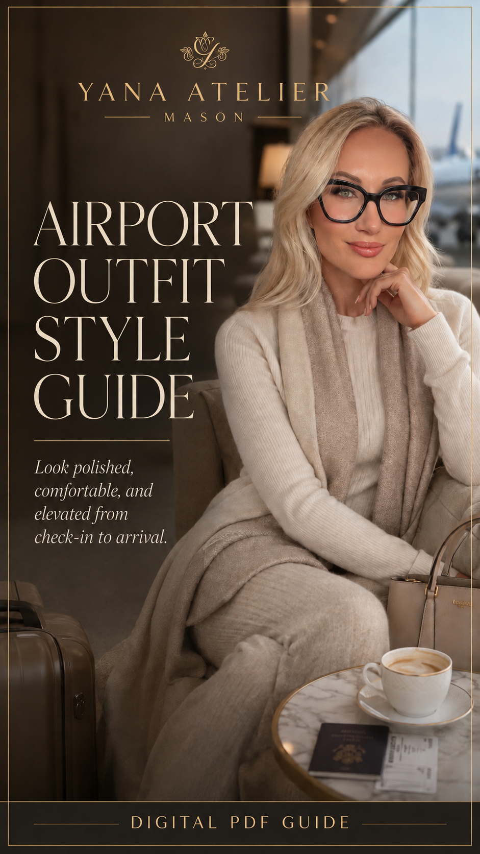 Airport Outfit Style Guide | Chic Travel Outfits, Elegant Airport Fashion, Comfortable Travel Style, Luxury Women’s Digital PDF Guide
