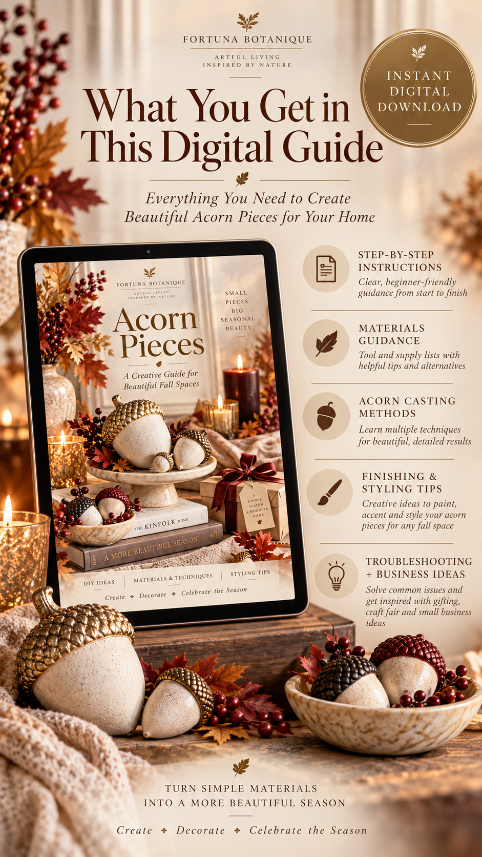 Concrete Acorn Decor Guide | DIY Fall Acorn Pieces & Seasonal Styling