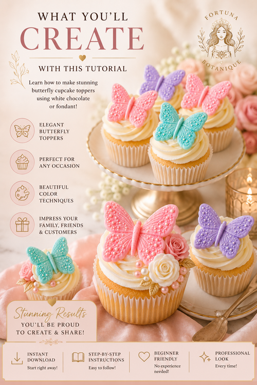 Butterfly Cupcake Decorating Tutorial | Luxury Cupcake Design Guide | Instant PDF Download