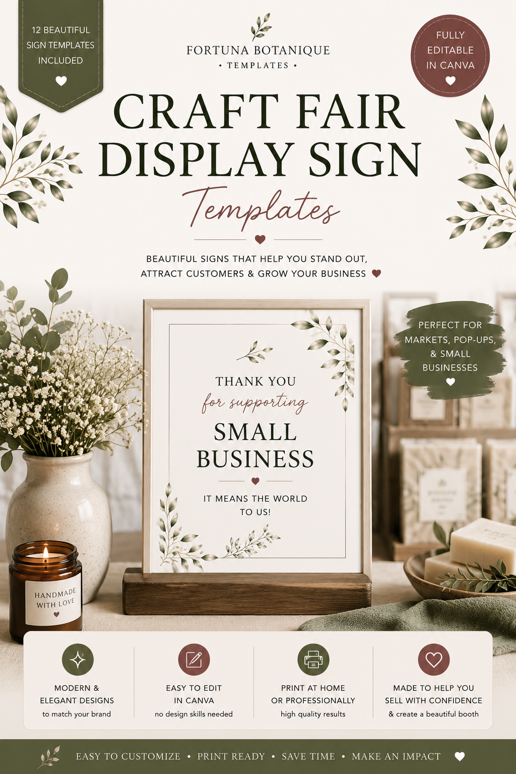 Luxury Business Display Sign Templates | Editable Canva Signs for Markets, Pop-Ups & Retail Displays (Instant PDF Download)