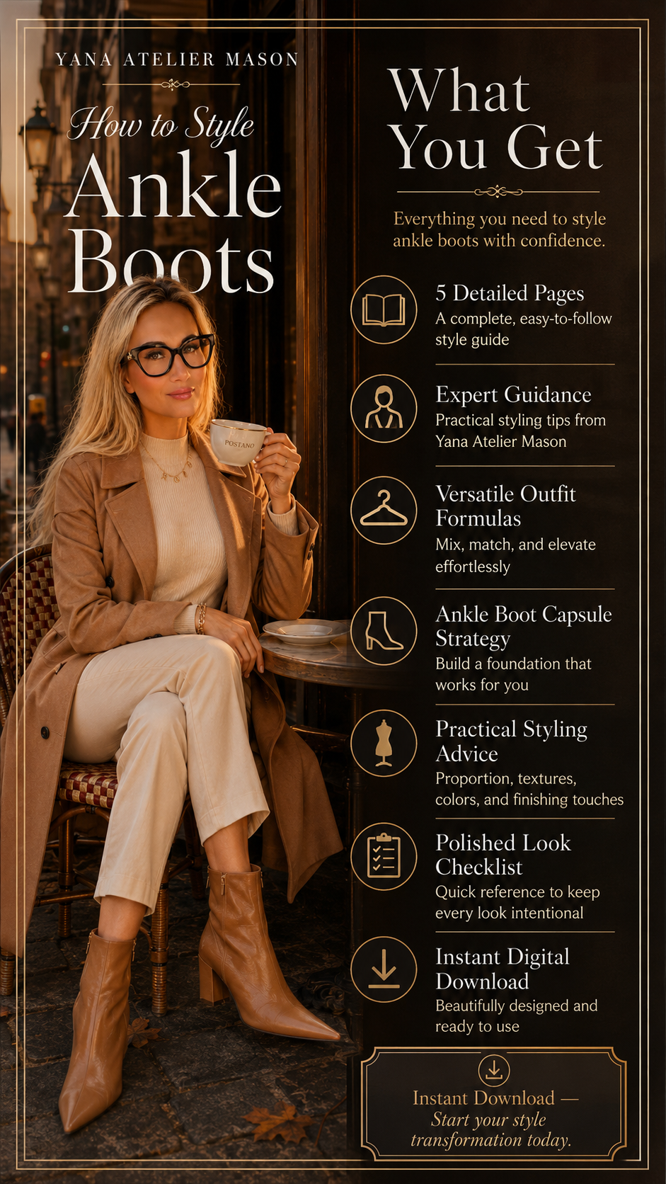 How to Style Ankle Boots | Women’s Fashion Style Guide | Fall Outfit Ideas, Boot Styling Tips & Timeless European Style