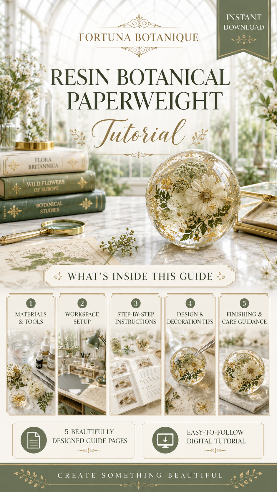 Resin Botanical Paperweight Tutorial | Pressed Flower Resin Guide