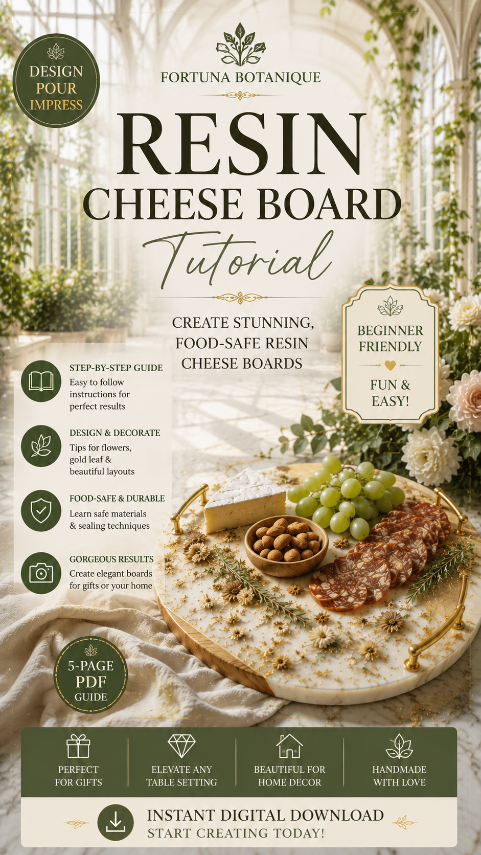 Resin Cheese Board Tutorial | Floral Epoxy Project Guide