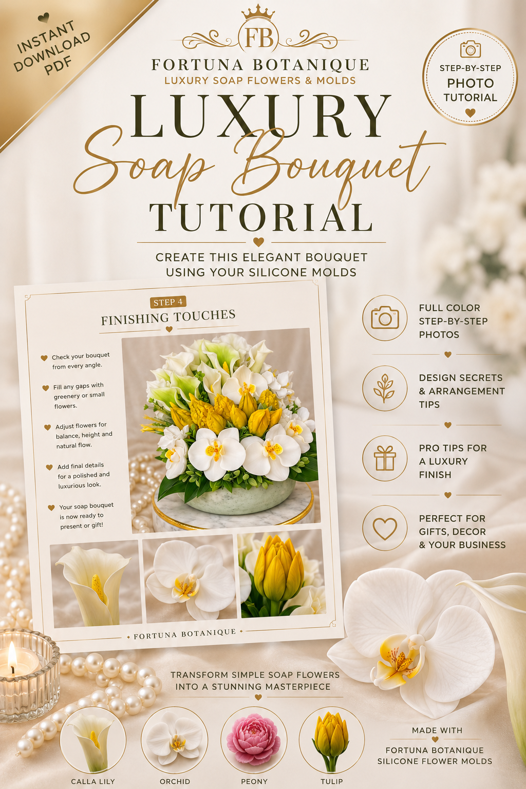 Luxury Flower Soap Bouquet Tutorial | Floral Soap Arrangement Guide | Instant PDF Download