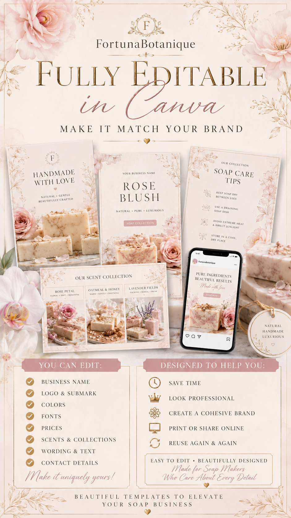 Luxury Soap Business Canva Templates | 50 Editable Designs