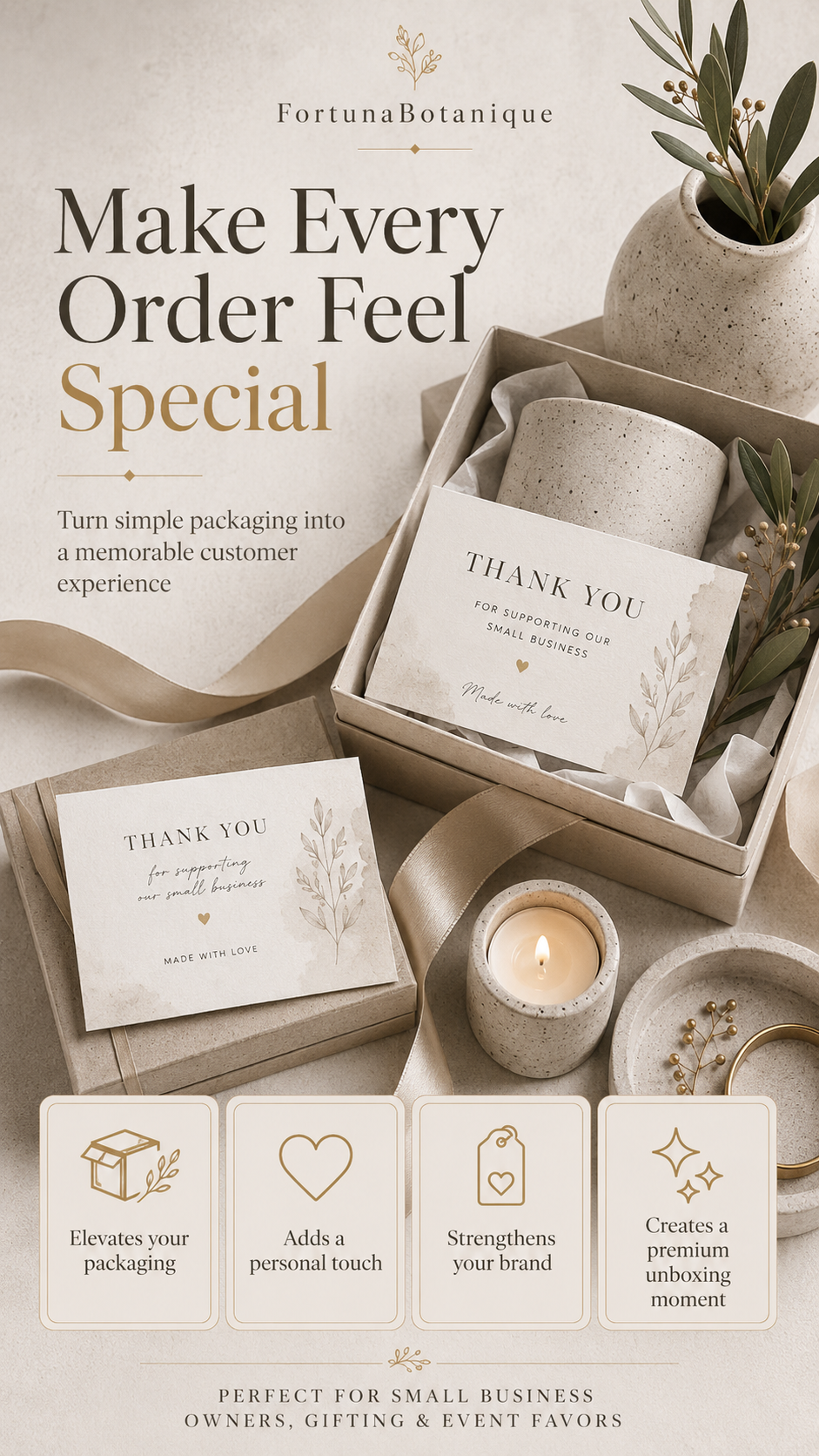 50 Editable Concrete Thank You Card Templates | Canva Packaging Inserts for Handmade Business