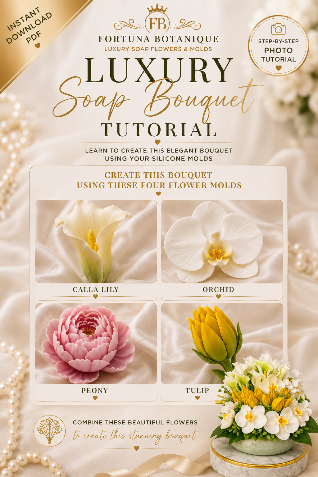 Luxury Flower Soap Bouquet Tutorial | Floral Soap Arrangement Guide | Instant PDF Download