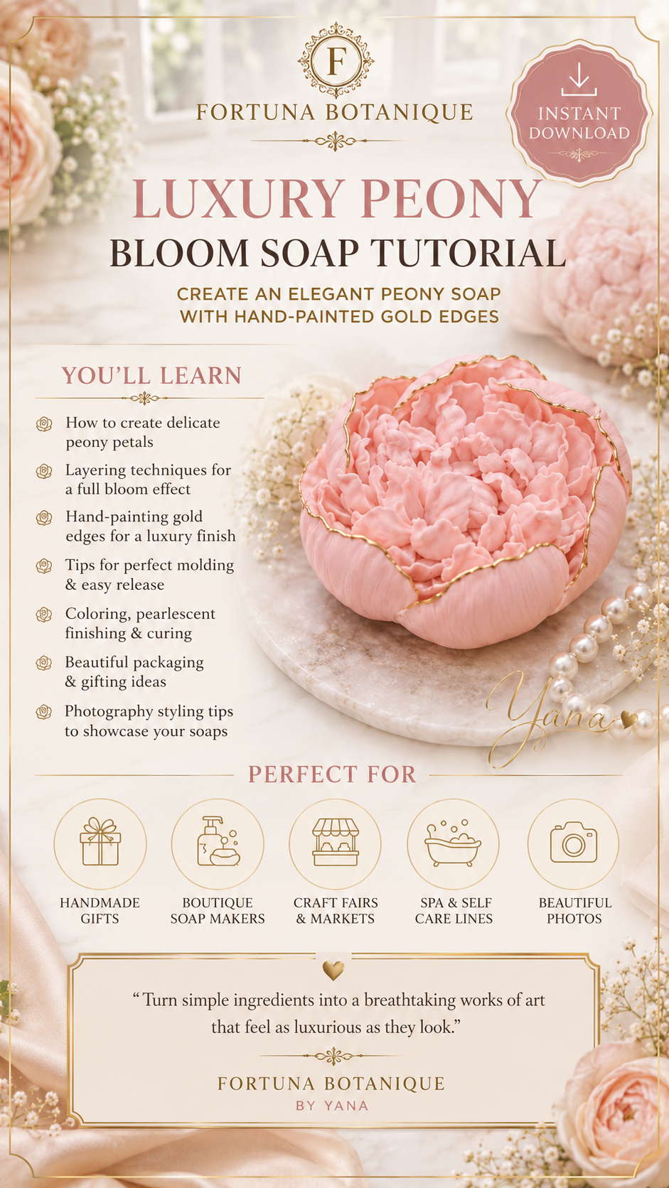 Luxury Peony Bloom Soap Tutorial | Floral Soap Guide