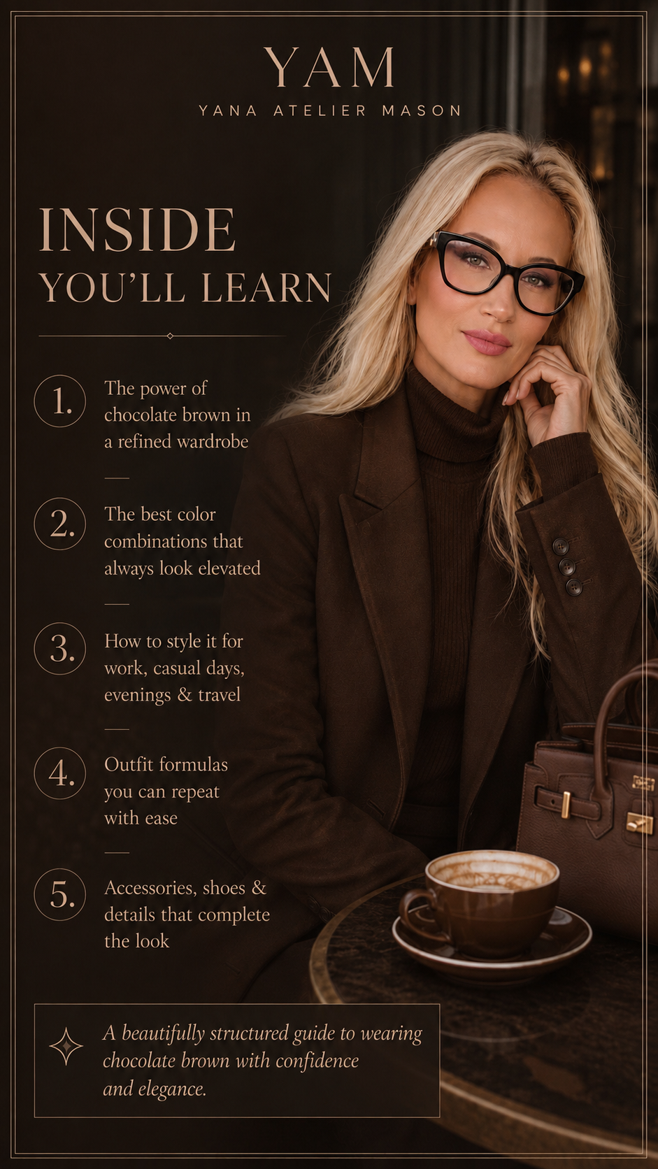 How to Style Chocolate Brown | Luxury Women’s Fashion Style Guide | Elegant Outfit Ideas & Color Pairing PDF